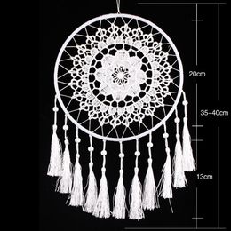 Room Crafts White Dream Catcher Handmade Hanging wall Ornament home Decoration Craft Big Circle Dreamcatcher242v