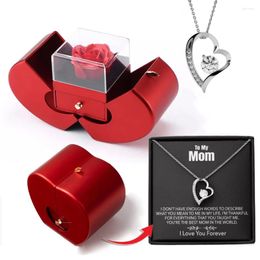 Pendant Necklaces Luxury Crystal Heart Necklace For Women Party Cubic Zirconia Jewellery With Apple Box Mothers Day Gift 2024 Drop