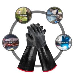 Gloves 14/18 Inches Cooking BBQ Gloves Neoprene Coating High Temperature Heat Resistance for Barbecue, Gardening,Industrial Thick