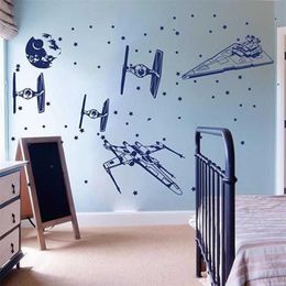 Spacecraft Millemium Falcon X Wing Fighter Wall Sticker Rocket Starfighters War Decal Kids Room Nursery Vinyl Home Decor 211217217Q