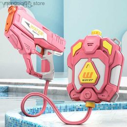 Sand Play Water Fun Gun Toys Fully Automatic Electric Backpack Water Guns Toy Long Range Water Spray Automatic Suction Continuou Water Guns Toy for Kids Gift