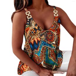 Women's Tanks Women Tank Tops Summer Sleeveless V Neck Cami Top 2024 Bohemian Print Vest Casual Colorful Holiday Beach Blouses Camisole
