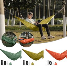 Upgrade Camping Hammock Outdoor Tourist Hanging Hammocks Fix Rope Portable Parachute Nylon Hiking For Backpacking Travel 240306