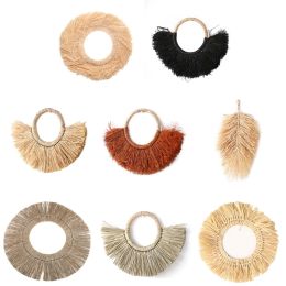 Mirrors Nordic Raffia Hanging Wall Mirror Boho Decorative Makeup Mirrors Living Room Bedroom Bathroom Entryways Decor Art Ornaments