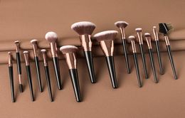 15pcs Makeup Brushes Premium Synthetic Contour Concealers Foundation Powder Eye Shadows Eyebrow Makeup Brushes tools with Champagn6243381