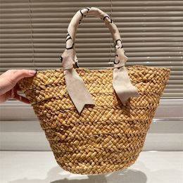 Woman Straw Beach Bags Basket Handbag Designer Bag Luxury Crochet Bucket Tote Bag Fashion Travel Totes Handbags Medium Size TOP