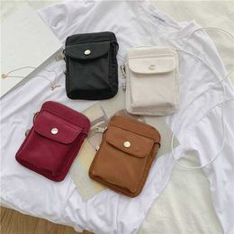 HBP Non-Brand 2024 New Style Girls Fashion Solid Color Slant Crossbody Bag Mini Mobile Phone Nylon Shoulder Small Bags