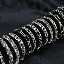 Bangle 316L Stainless Steel Cuban Chain Bracelet for Men Women Figaro Vintage Metal Viking Kpop Pulseras Emo Cute Luxury Jewellery GiftL2403
