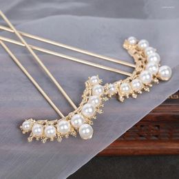 Hair Clips Handmade Imitation Pearl DIY Sticks For Women Vintage Chinese Style Metal U-Shaped Chopsticks Hanfu Hairpin