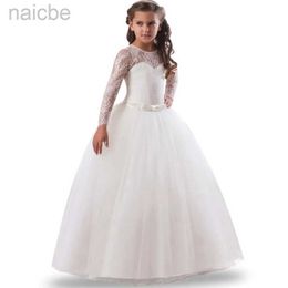 Girl's Dresses Lace Full Sleeve Princess Dress Kids Communion Dresses For Tulle Lace Costume Junior Clothes ldd240313