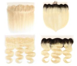 613 Blonde 134 Lace Frontal 1B613 Ombre Blonde Brazilian Human Hair Ear To Ear Closure Hair Extension Lace Frontal Only 1018 In9751822