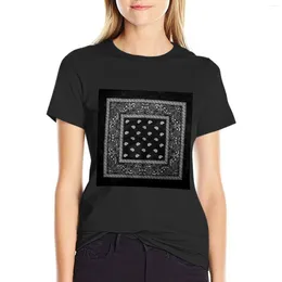 Women's Polos Black Bandana T-shirt Cute Tops Lady Clothes Womens Clothing