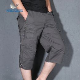 Cargo Shorts Men Summer Casual Multi-pocket Shorts Masculino Men Overall Military Solid Short Trousers Plus Size S 5XL 240311