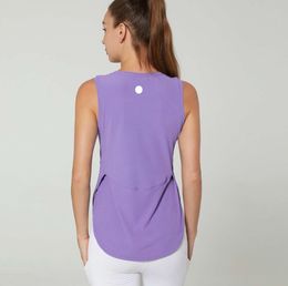 LU-1283 Women Vest O neck Sleeveless Side Open Breathable Quick Dry Yoga Shirt Running Training Loose Fitness Clothes Sports Tank top66