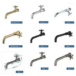 Bathroom Sink Faucets Black/Brushed Gold/Chrome/Grey Wall Mounted Long Mop Single Cold Brass Basin Faucet Balcony Washbasin