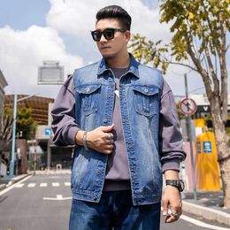 Men's Vests Denim Vest For Men Sleeveless Turn Down Collar Classic Jackets Extra Large Casual Motorcycle Clothes