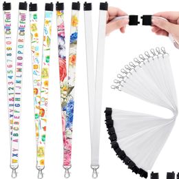 Other Festive Party Supplies Sublimation Polyester Lanyard For Id Card Neck Lanyards With Badge Holder Heat Transfer Keychian Name Dhpb0