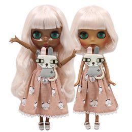 ICY DBS Blyth Doll 16 bjd ob24 toy joint body pale pink mix white hair 30cm anime girls 240311