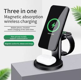 New 3 in 1 Wireless Magnetic Charger for iPhone 12 13 14 15 Pro Max Mini Type C Fast Charger for Apple Airpods Watch 6 5 4 3 2 Station Dock