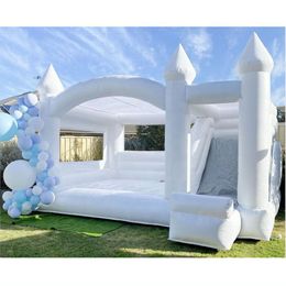 Toptan yüksek kaliteli şişme atlama sıçrama jumper ev düğün bouncy kalesi ile slayt kombo tüm beyaz fedai atlama yatak satılık ücretsiz gemi kapıya