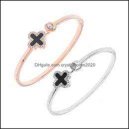 Charm Bracelets Korean Fashion Lucky Clover Simple Rose Gold Bracelet Versatile Open Drop Delivery Jewelry Otpys