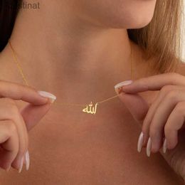 Pendant Necklaces Personalized Letter Love God Patience in Arabic Necklaces Women Islamic Jewelry Stainless Steel Allah Pendant Collier Femme BffL242313