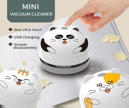 Portable Mini Desktop Cleaner Keyboard Cleaning Handheld Cute Panda Cat Design Desk Vacuum Clean For Office School Home DHL8812215