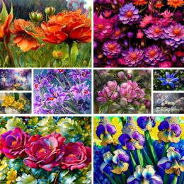 Number Scenery Flowers Rose Iris DIY Painting By Numbers Kit Acrylic Paints 50*70 Canvas Painting Home Decoration For Adults Handicraft