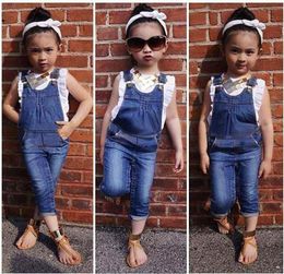 Baby Girl Clothing Set 2PCS Vest Tops ShirtJeans Pants Boutique Kids Clothes Toddler Outfit Infant Suit8229050