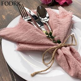 Pads 10pcs Cloth Napkin Christmas (17x17'') Serving Table Decor Dinner Towel for Kitchen Wedding Decoration Party Linen Fabric Gauze