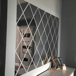 17 32 58Pcs DIY 3D Mirror Wall Stickers Diamonds Triangles Acrylic Wall Mirror Stickers for Kids Room Living Room Home Decor287n