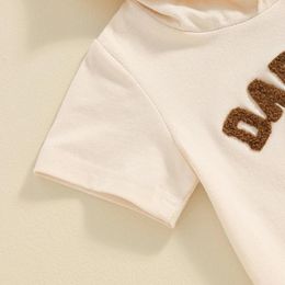 Clothing Sets Daddy S Mini Outfit Short Sleeve Letter Embroidery Hooded T-shirt And Shorts 2Pcs Set Toddler Girl Boy Summer Clothes