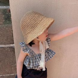Berets Summer Baby Hat Straw Bow Children Panama Cap Bonnet Girl Beach Caps Princess Kids Hats Pour Enfants