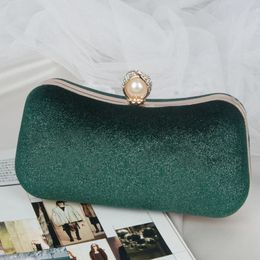 Green Shoulder Handbags for Women Famous Brand Flannel Clutch Purse Luxury Designer Party Wallets Weddings Crossbody Bag 240305