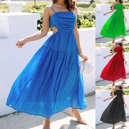 Casual Dresses 2024 Women Fashion Sexy Summer Dress Style Sling Strapless Mid-length