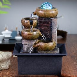 Gifts Desktop Water Fountain Portable Tabletop Waterfall Kit Soothing Relaxation Zen Meditation Lucky Fengshui Home Decorations 22265c