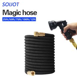 Reels Free shipping 17Ft125Ft Garden Hose Expandable Magic Flexible Water Hose Eu Hose Plastic Hoses Pipe With Spray Gun To Watering