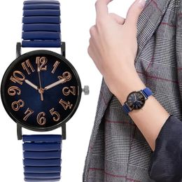 Wristwatches Luxury Women's Watches Fashion Elastic Steel Strap Royal Blue Wristwatch Casual Sport SimpleStyle Quartz Watch For Women