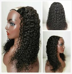 Brazilian Virgin Water Wave U Part Human Hair Wigs For Black Women Unprocessed Curly Glueless U Shape Wig Invisable Braided Full T6862127