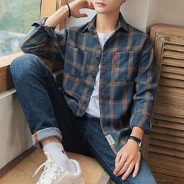 Sleeved Chequered Long Spring Autumn New Loose Trendy Shirt, Handsome And Versatile Casual Jacket, Men's Top Style