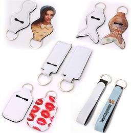 Wholesale Sublimation Blanks Chapstick Holder Keychain Neoprene Lip Balm Keychains For Diy Blank Lipstick Holders LT836
