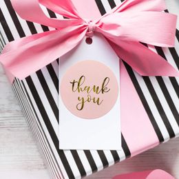 Pink Paper Label Stickers Gold Thank You Sticker Scrapbooking 500pcs for Wedding Gift Card Business Packaging Stationery Sticker226r