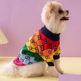 Dog Apparel Rainbow Sweater Thickened Double-Layer High Elasticity Pet Fadou Corgi Cat And Clothing Supplies Xs-Xxl Drop Delivery Home Otogp