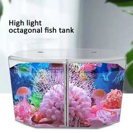 Tanks Acrylic guppy fish tank twopart aquarium betta small fish tank landscaping transparent aquarium hatching isolation box