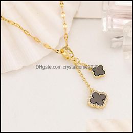 Pendant Necklaces Fashion Black White Four Leaf Clover Necklace High Quality Women Jewellery Drop Delivery Pendants Otfk2