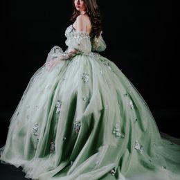 Light Green Quinceanera Dresses for 16 Year 2024 Ball Gown Sexy Off the Shoulder Long Party Dress for Girl vestidos de 15