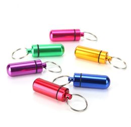 Metal container keychain Aluminium pill box holder Portable Multifunction First Aid Pill Key Chain Aluminium Bottles Keyring Seal Ki8114587