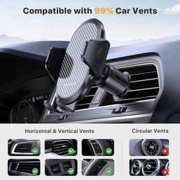 Phone Holders for Car with Newest Metal Hook Clip, Air Vent Cell Phone Car Mount, Hands Free Universal Automobile Cradle Fit for iPhone Android and All Smartphones