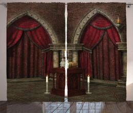 Curtains Gothic House Curtains Mysterious Dark Room in Ancient Pillars Candles Spiritual Atmosphere Living Room Bedroom Decor