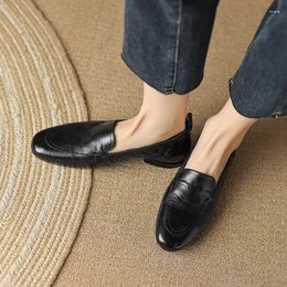 Vintage 621 Slip-on Loafers Quality Shoes Casual Spring Lady Walk Shoesreal Leather Cowhide Women Flat Roundtoe Woman Real 719 real